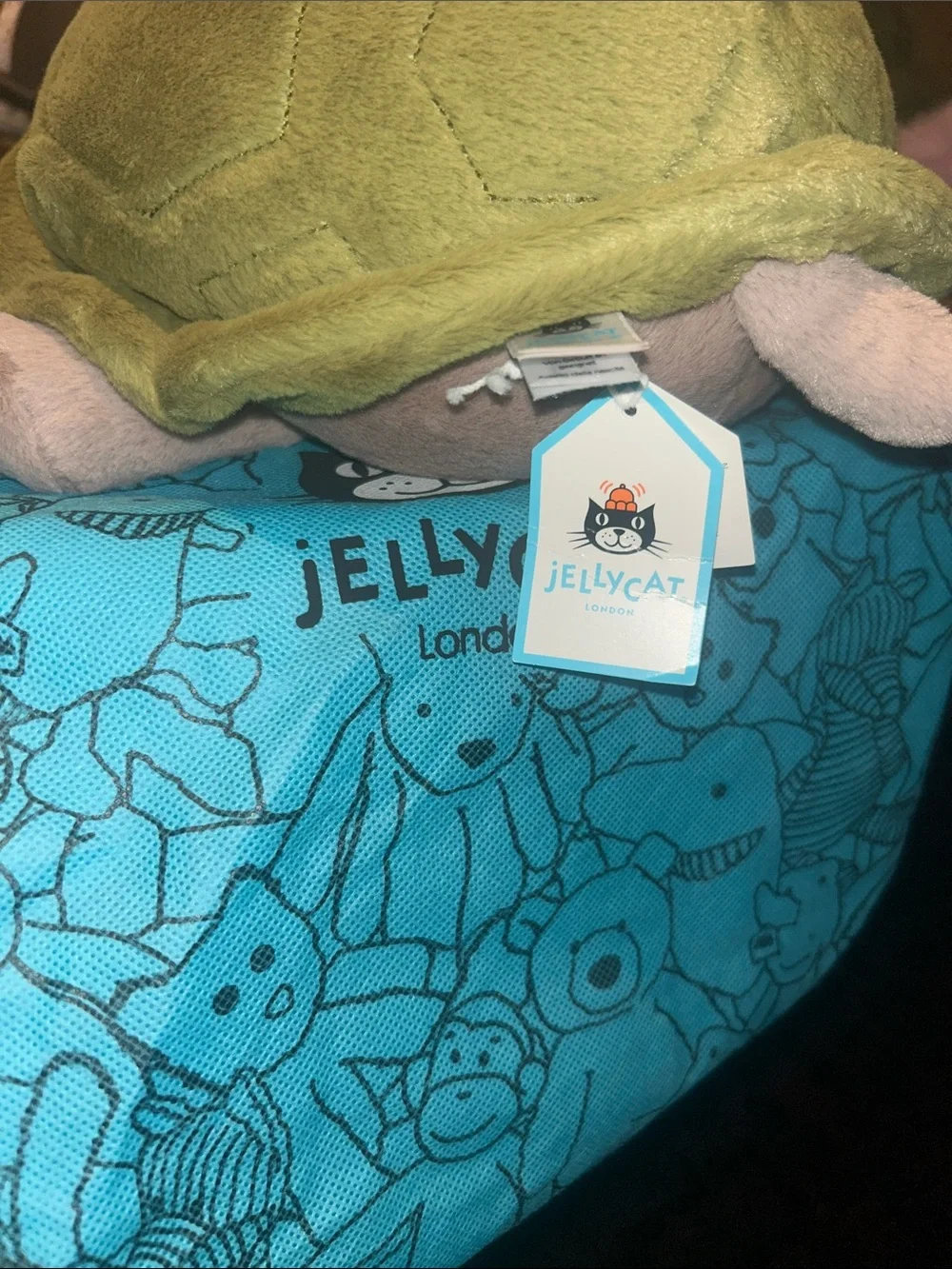 NWT Jellycat Gray Plush Turtle with Green Shell with dust bag